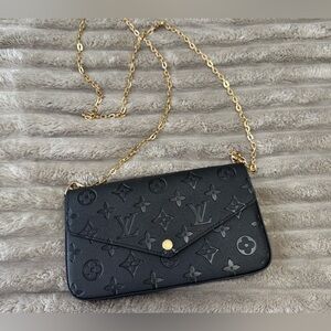 Black Crossbody Bag with Gold Chain